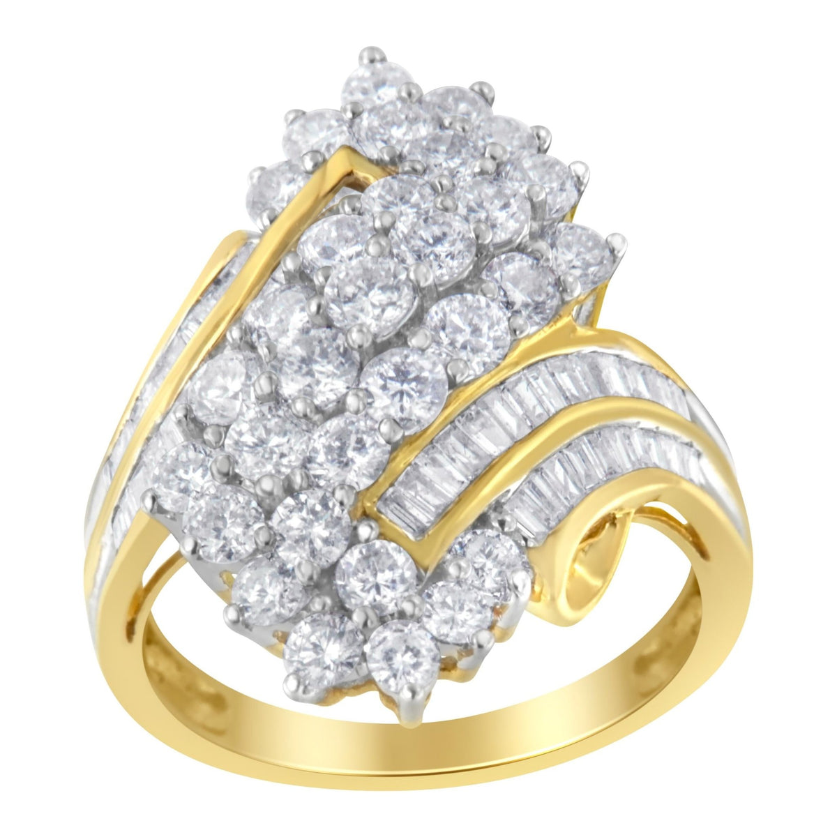10kt Yellow Gold Diamond Cluster Ring (2 5/8 cttw, H-I Color, SI2-I1 Clarity) - LinkagejewelrydesignLinkagejewelrydesign