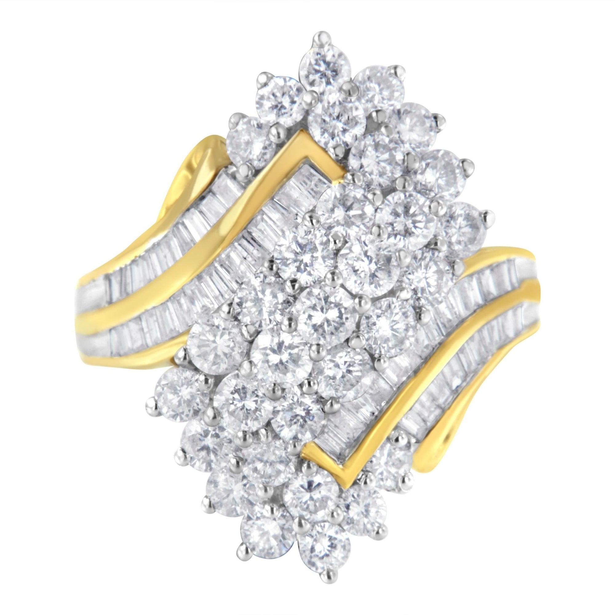 10kt Yellow Gold Diamond Cluster Ring (2 5/8 cttw, H-I Color, SI2-I1 Clarity) - LinkagejewelrydesignLinkagejewelrydesign