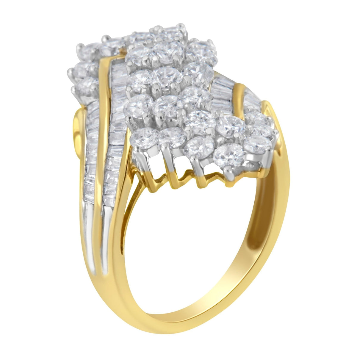 10kt Yellow Gold Diamond Cluster Ring (2 5/8 cttw, H-I Color, SI2-I1 Clarity) - LinkagejewelrydesignLinkagejewelrydesign