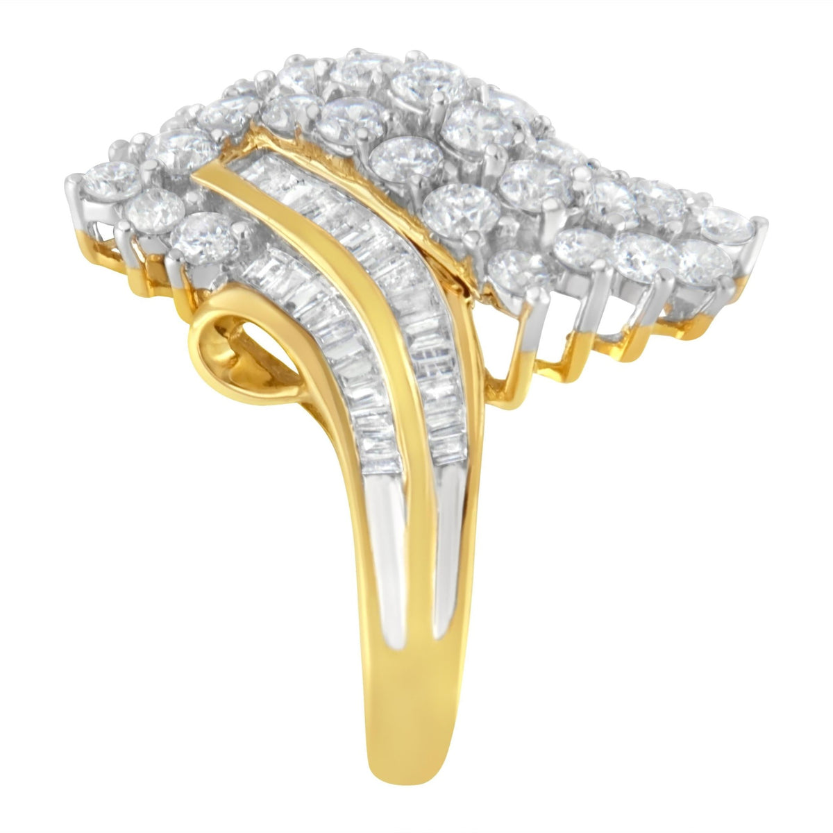 10kt Yellow Gold Diamond Cluster Ring (2 5/8 cttw, H-I Color, SI2-I1 Clarity) - LinkagejewelrydesignLinkagejewelrydesign