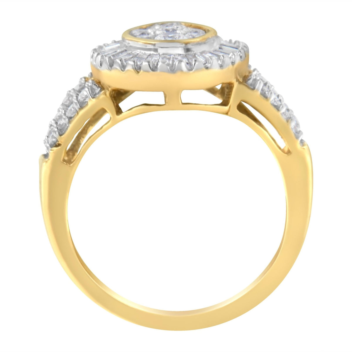 10kt Yellow Gold Diamond Cocktail Ring (1 cttw, H-I Color, SI2-I1 Clarity) - LinkagejewelrydesignLinkagejewelrydesign