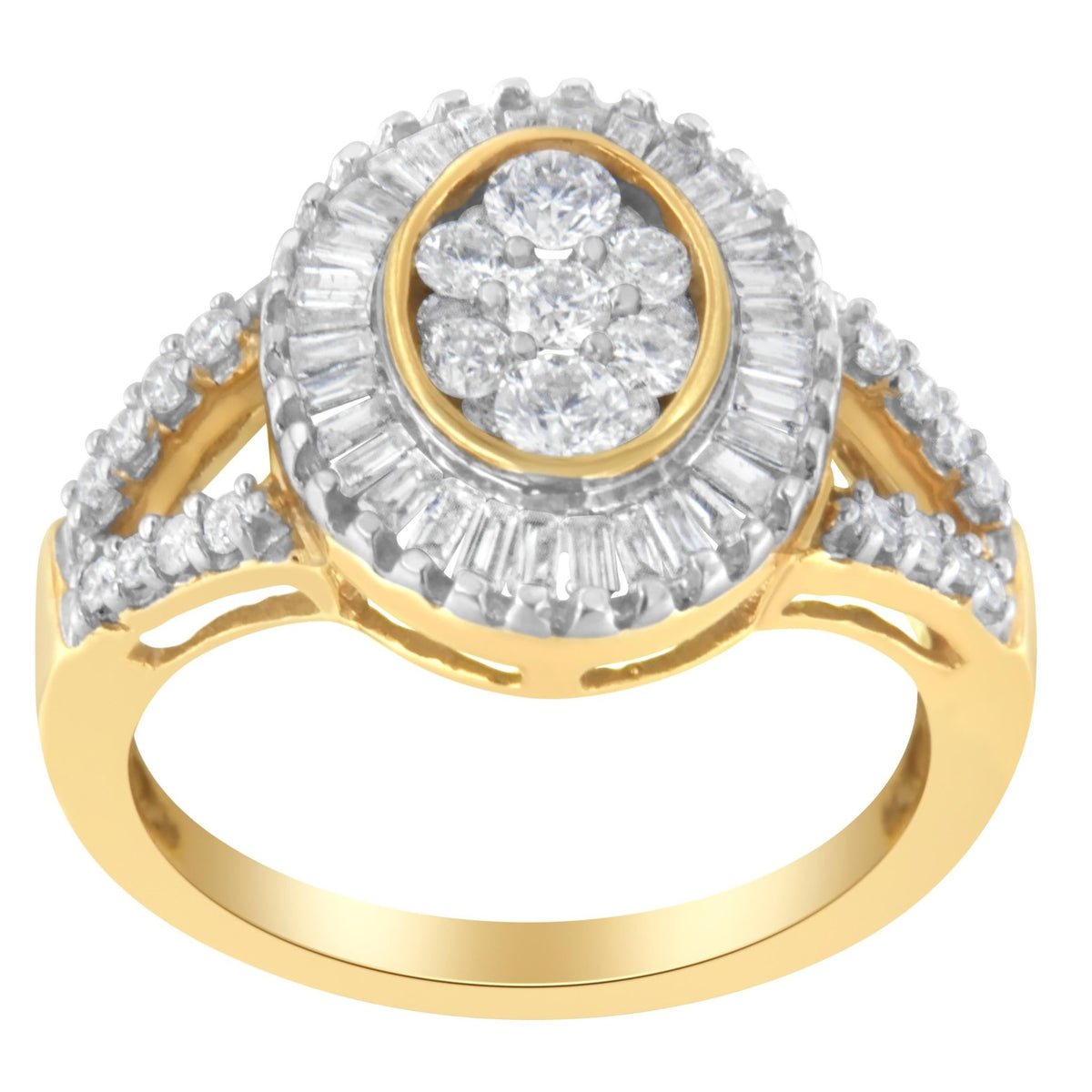 10kt Yellow Gold Diamond Cocktail Ring (1 cttw, H-I Color, SI2-I1 Clarity) - LinkagejewelrydesignLinkagejewelrydesign