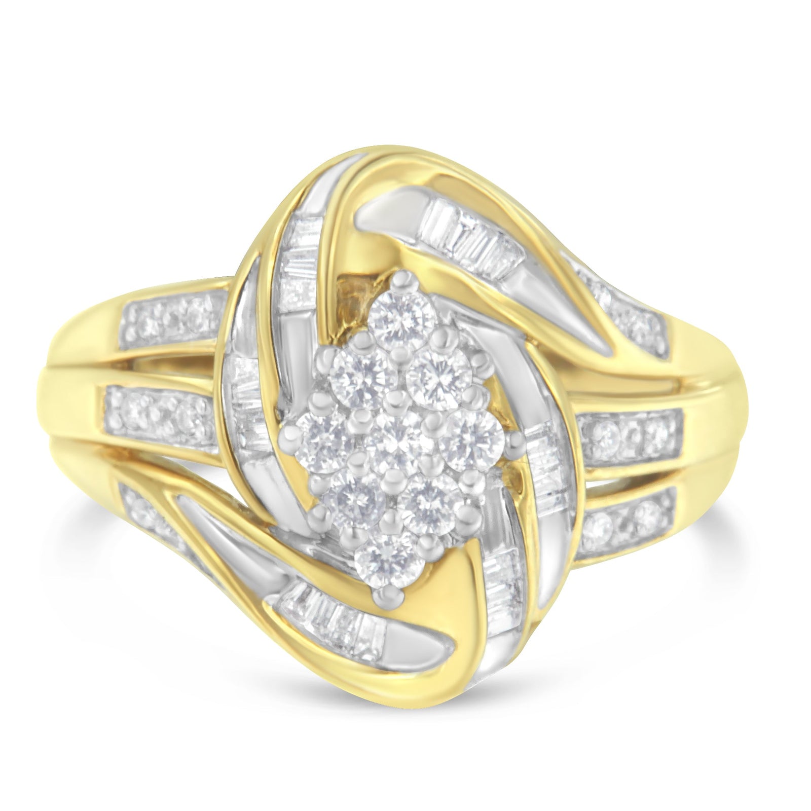 10KT Yellow Gold Diamond Cocktail Ring (1/2 cttw, H-I Color, SI2-I1 Clarity)-Size 7 - LinkagejewelrydesignLinkagejewelrydesign