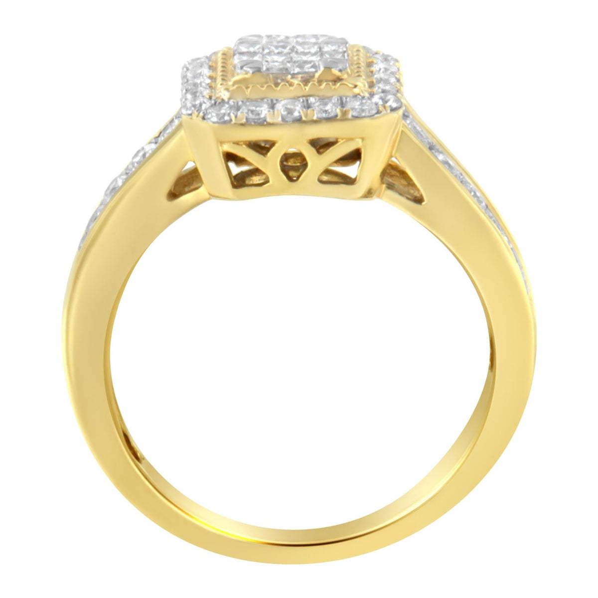 10KT Yellow Gold Diamond Cocktail Ring (5/8 cttw, H-I Color, SI2-I1 Clarity) - LinkagejewelrydesignLinkagejewelrydesign