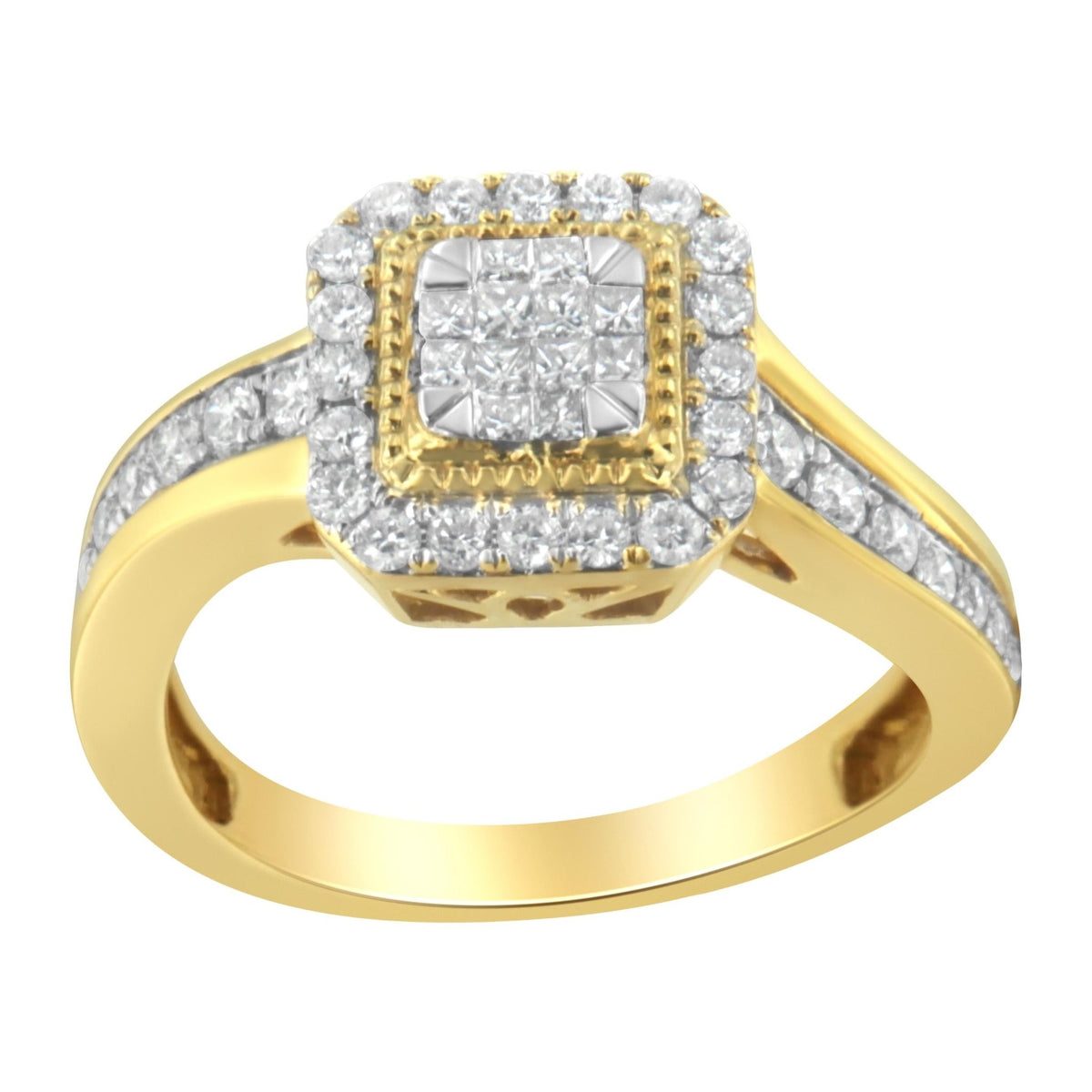 10KT Yellow Gold Diamond Cocktail Ring (5/8 cttw, H-I Color, SI2-I1 Clarity) - LinkagejewelrydesignLinkagejewelrydesign