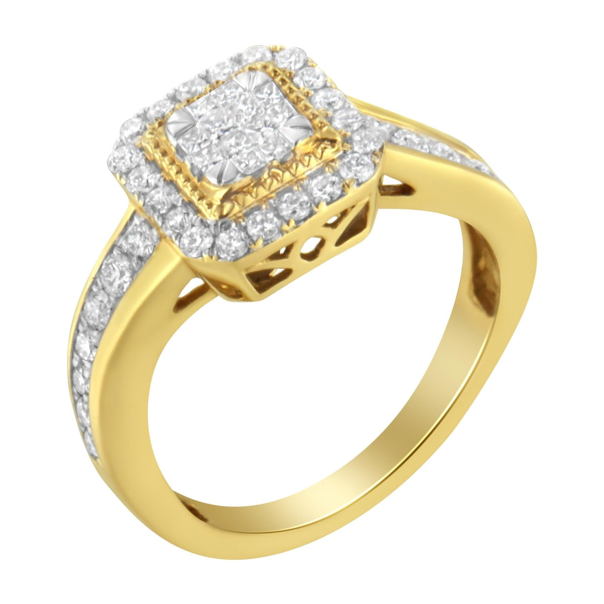 10KT Yellow Gold Diamond Cocktail Ring (5/8 cttw, H-I Color, SI2-I1 Clarity) - LinkagejewelrydesignLinkagejewelrydesign