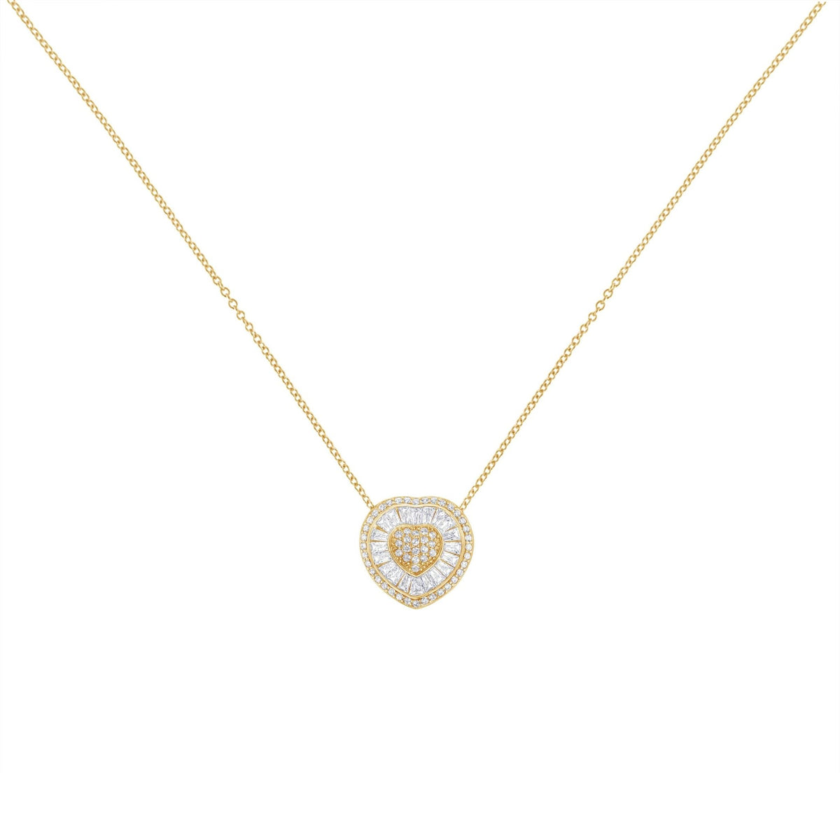 10KT Yellow Gold Diamond Heart Pendant Necklace (1/2 cttw, H-I Color, I1-I2 Clarity) - LinkagejewelrydesignLinkagejewelrydesign