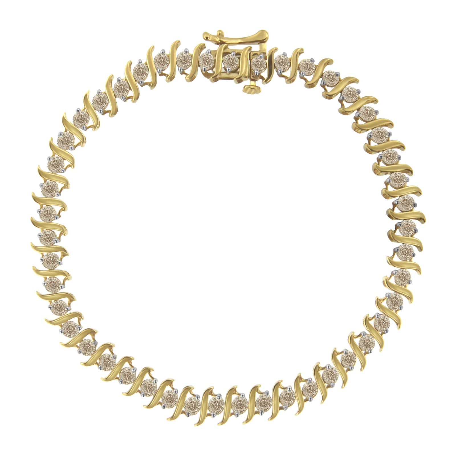 10KT Yellow Gold Diamond S-Link Bracelet (3 cttw, J-K Color, I2-I3 Clarity) - LinkagejewelrydesignLinkagejewelrydesign