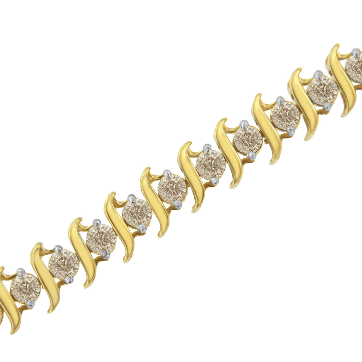 10KT Yellow Gold Diamond S-Link Bracelet (3 cttw, J-K Color, I2-I3 Clarity) - LinkagejewelrydesignLinkagejewelrydesign