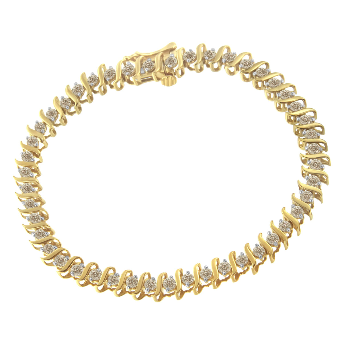 10KT Yellow Gold Diamond S-Link Bracelet (3 cttw, J-K Color, I2-I3 Clarity) - LinkagejewelrydesignLinkagejewelrydesign