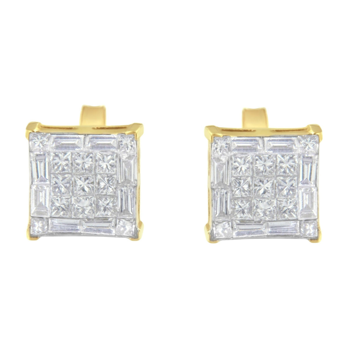 10KT Yellow Gold Diamond Stud Earrings (1 cttw, I-J Color, SI2-I1 Clarity) - LinkagejewelrydesignLinkagejewelrydesign