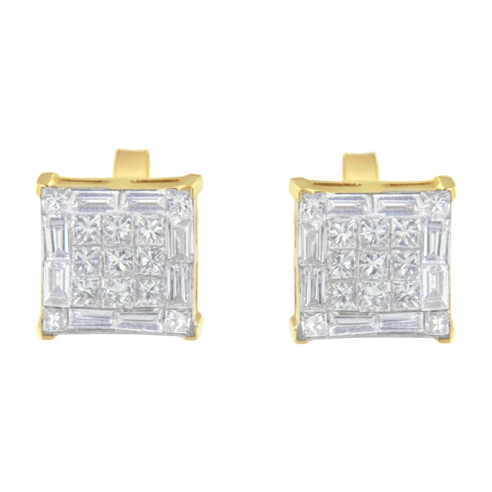 10KT Yellow Gold Diamond Stud Earrings (1 cttw, I-J Color, SI2-I1 Clarity) - LinkagejewelrydesignLinkagejewelrydesign