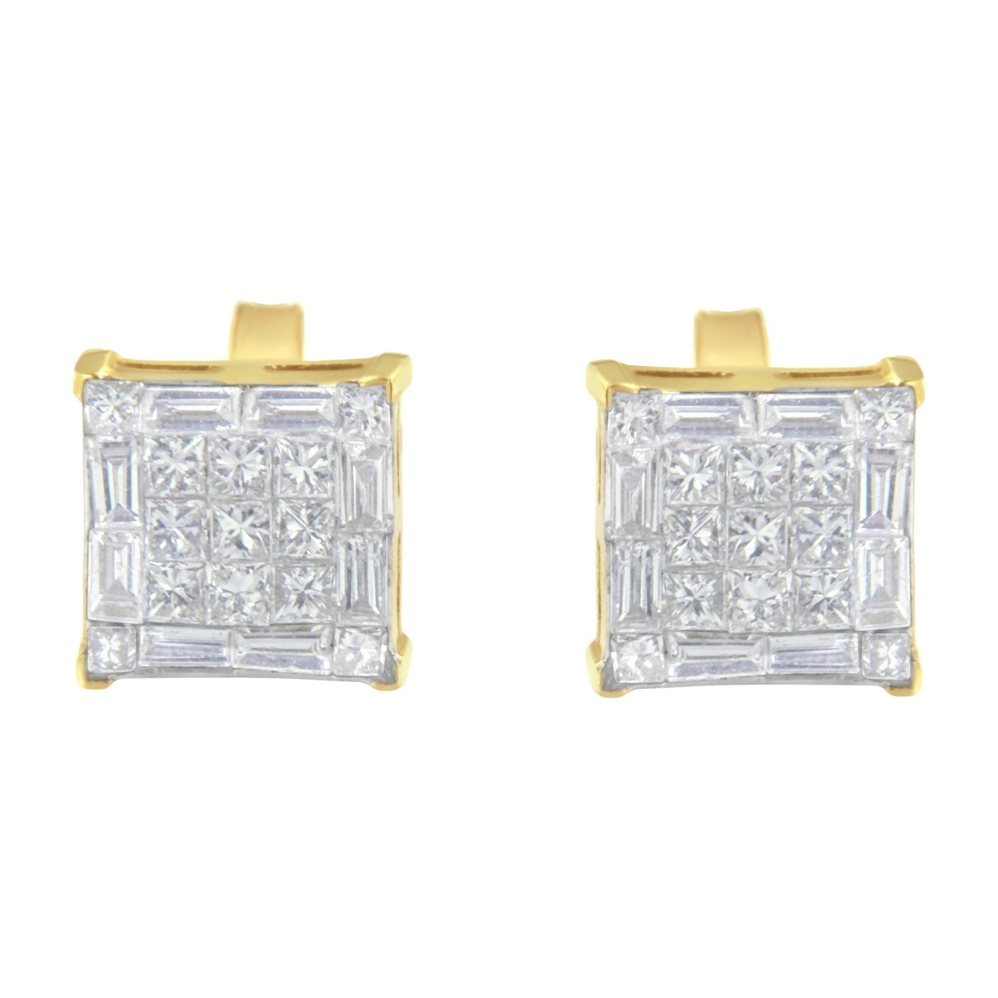 10KT Yellow Gold Diamond Stud Earrings (1 cttw, I-J Color, SI2-I1 Clarity) - LinkagejewelrydesignLinkagejewelrydesign