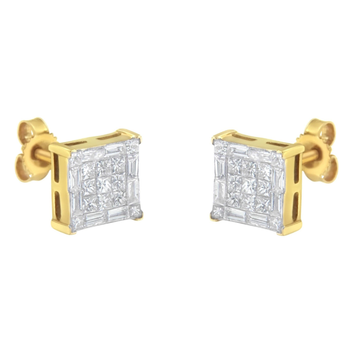 10KT Yellow Gold Diamond Stud Earrings (1 cttw, I-J Color, SI2-I1 Clarity) - LinkagejewelrydesignLinkagejewelrydesign