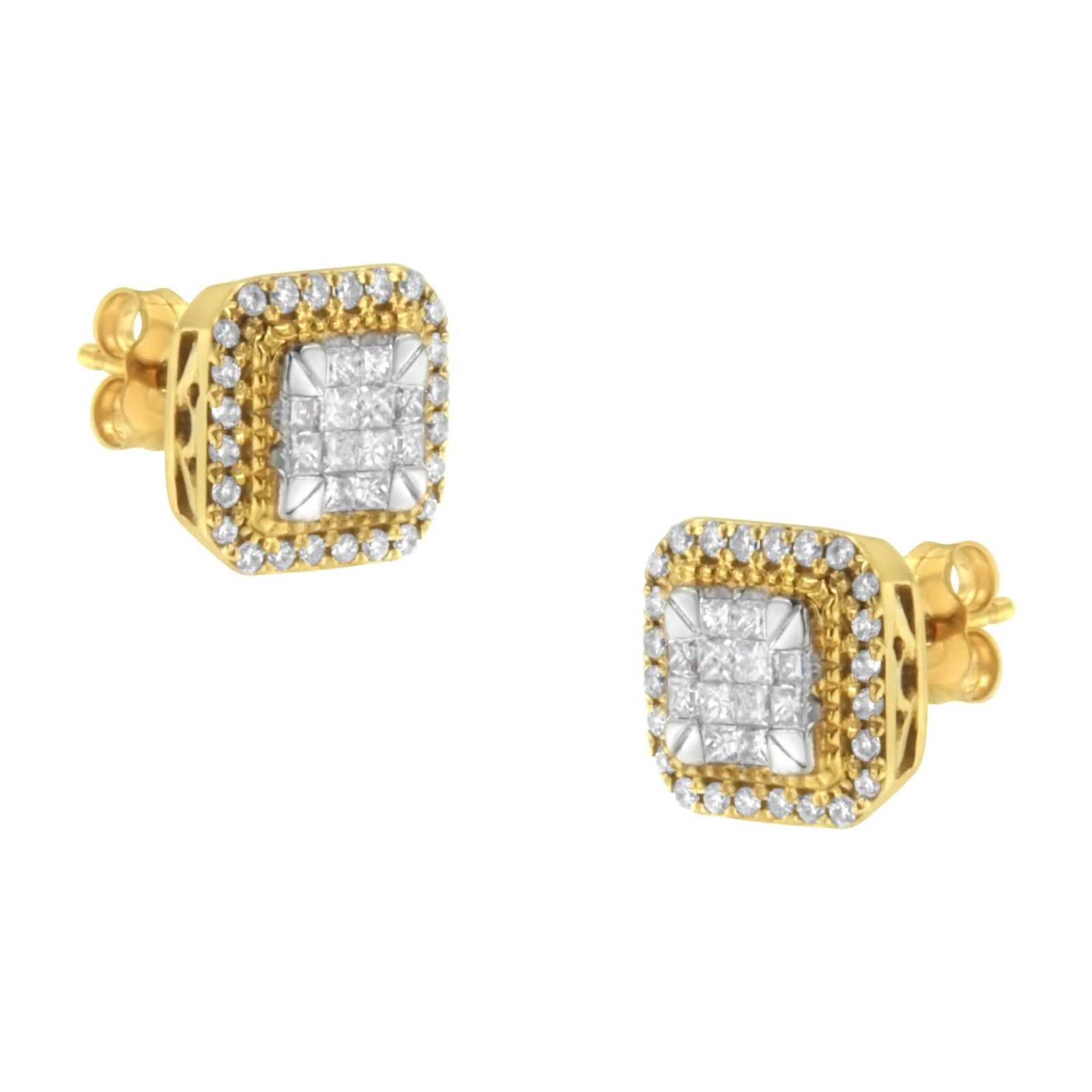 10KT Yellow Gold Diamond Stud Earrings (1/2 cttw, H-I Color, SI2-I1 Clarity) - LinkagejewelrydesignLinkagejewelrydesign