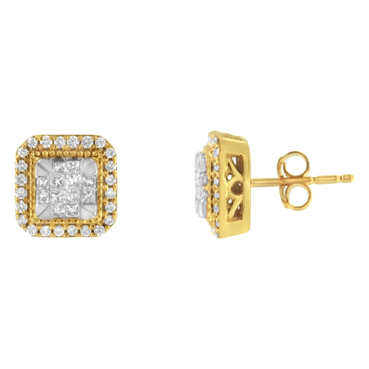 10KT Yellow Gold Diamond Stud Earrings (1/2 cttw, H-I Color, SI2-I1 Clarity) - LinkagejewelrydesignLinkagejewelrydesign