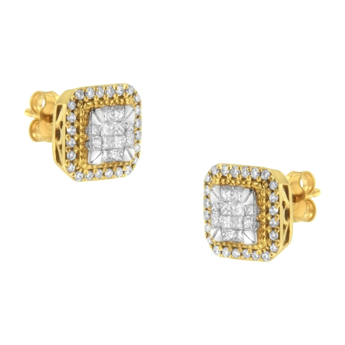10KT Yellow Gold Diamond Stud Earrings (1/2 cttw, H-I Color, SI2-I1 Clarity) - LinkagejewelrydesignLinkagejewelrydesign