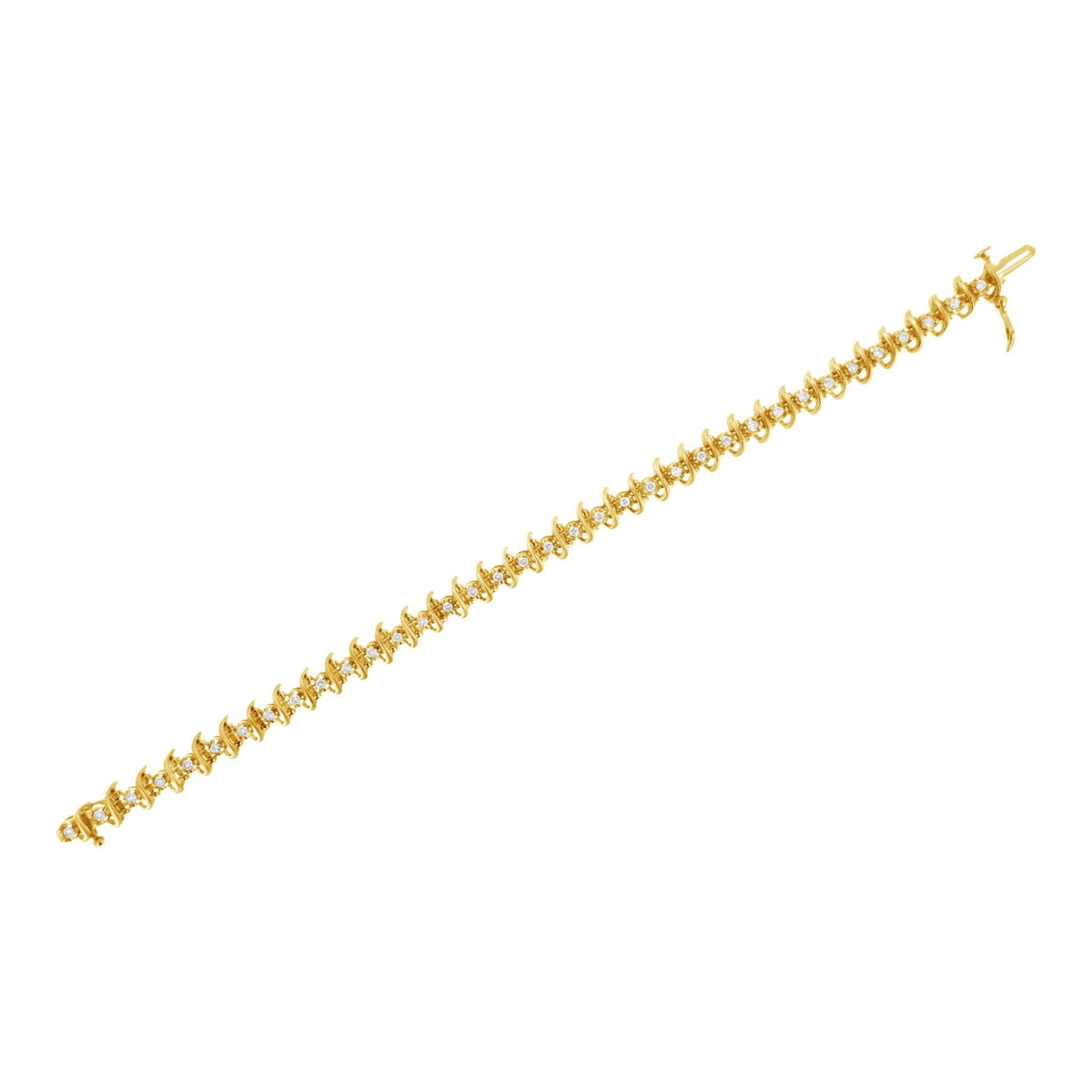 10KT Yellow Gold Plated .925 Sterling Silver 1 cttw Prong-Set Diamond Link Bracelet (J-K, I1-I2) - 7.5&quot; - LinkagejewelrydesignLinkagejewelrydesign