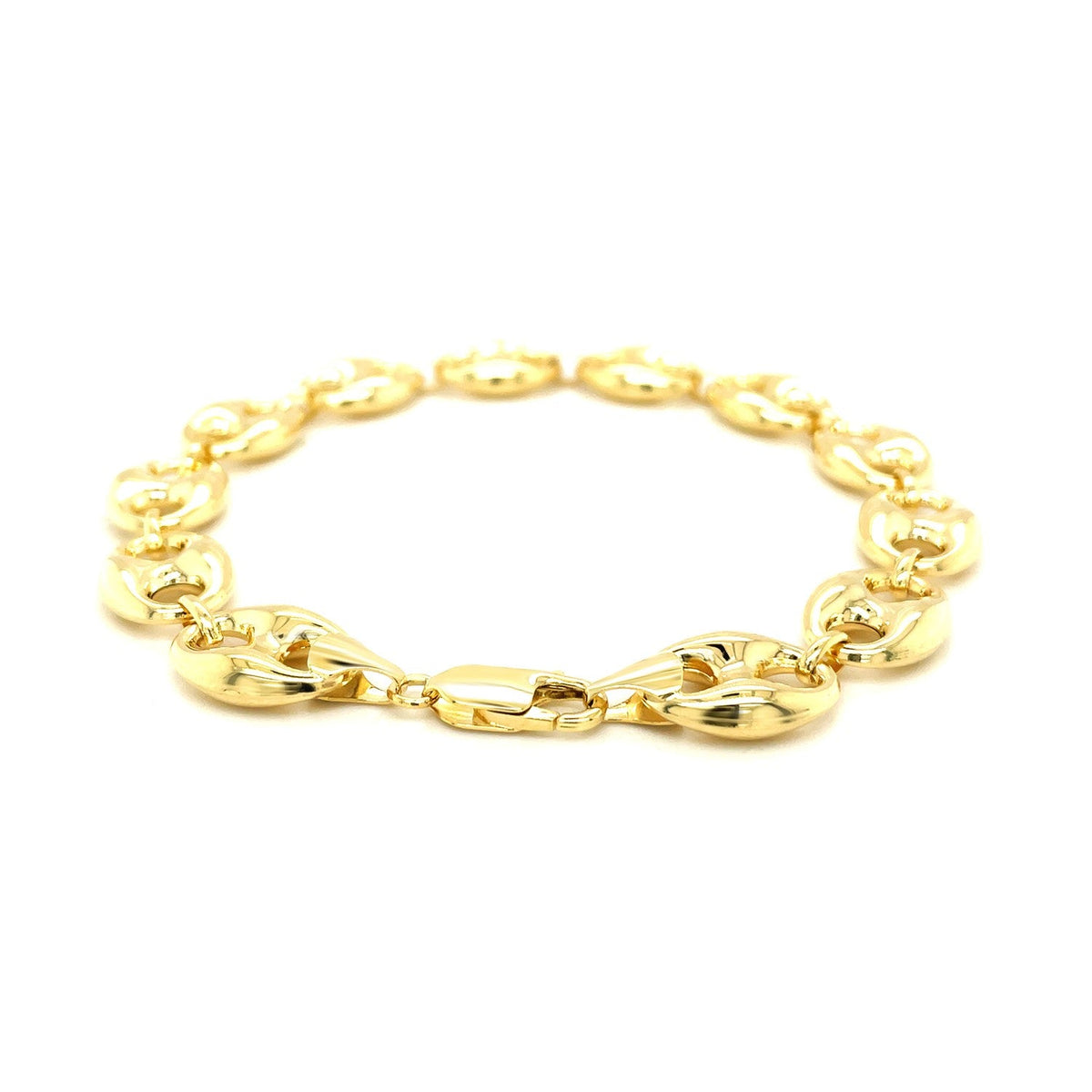 11.0mm 14k Yellow Gold Puffed Mariner Link Bracelet - LinkagejewelrydesignLinkagejewelrydesign