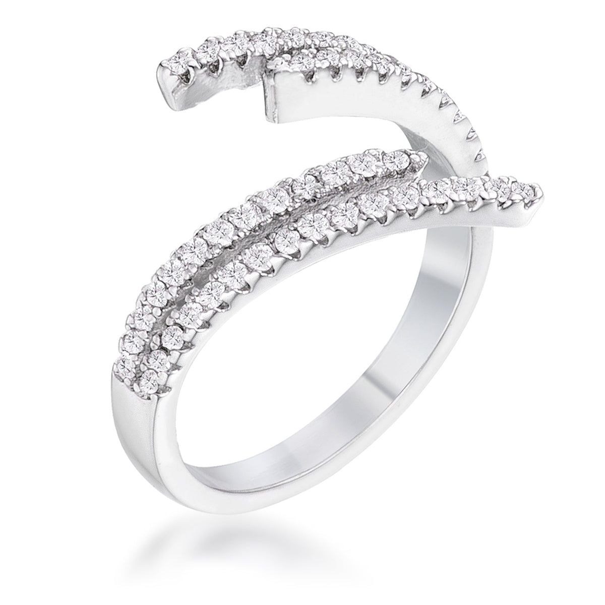 1.12Ct Delicate Rhodium Plated CZ Wrap Ring, &lt;b&gt;Size 5&lt;/b&gt; - LinkagejewelrydesignLinkagejewelrydesign