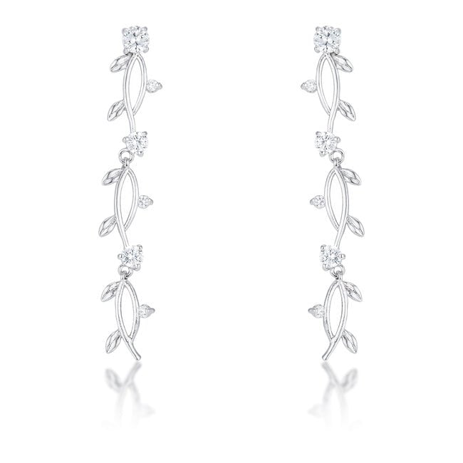 1.1Ct Vine Design Rhodium Earrings - LinkagejewelrydesignLinkagejewelrydesign