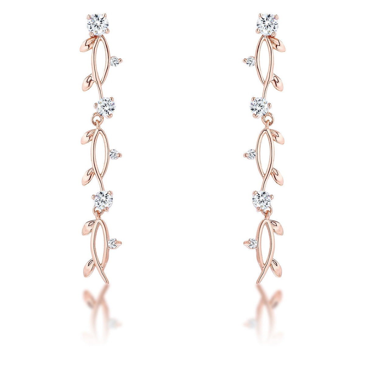 1.1Ct Vine Design Rose Gold Plated Earrings - LinkagejewelrydesignLinkagejewelrydesign