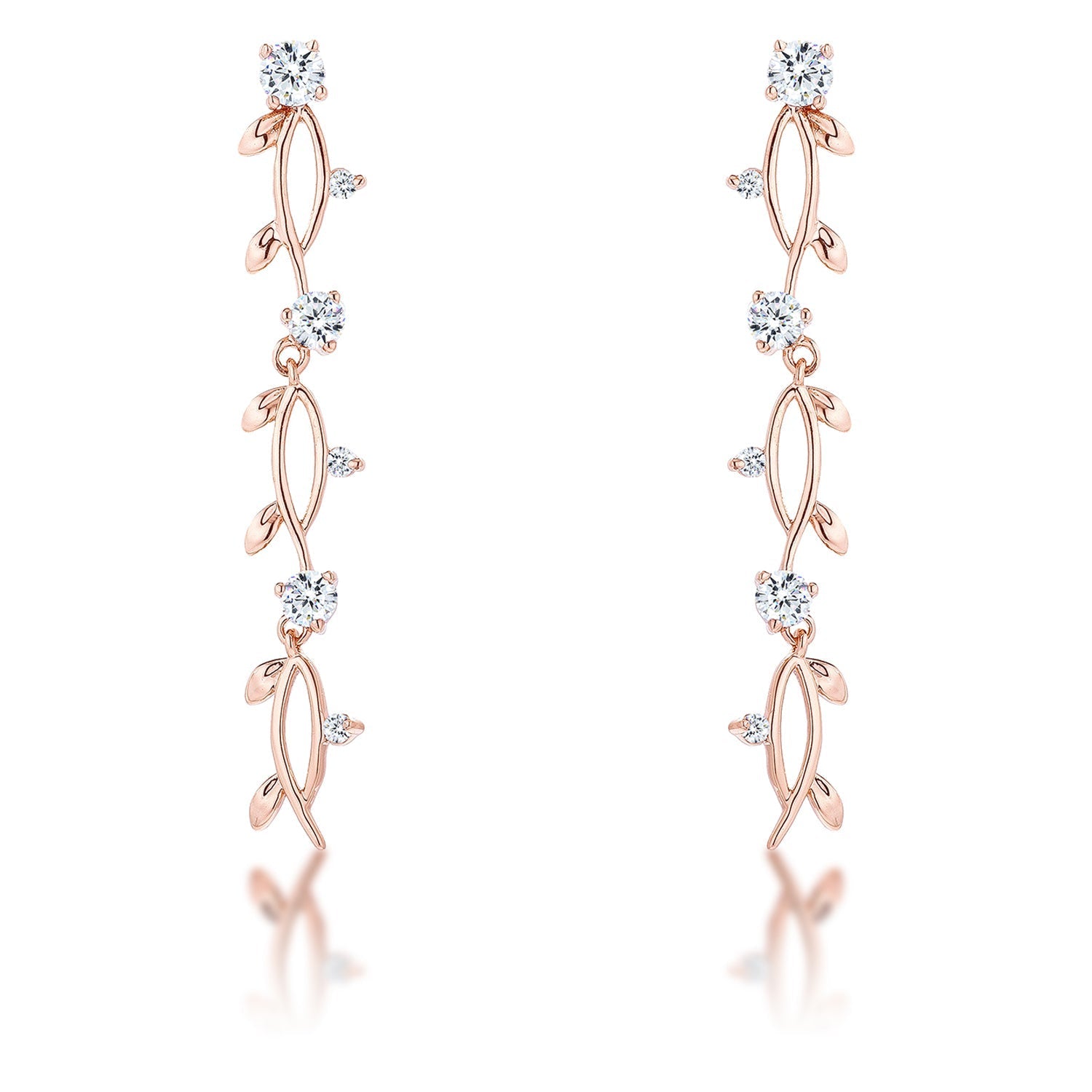 1.1Ct Vine Design Rose Gold Plated Earrings - LinkagejewelrydesignLinkagejewelrydesign