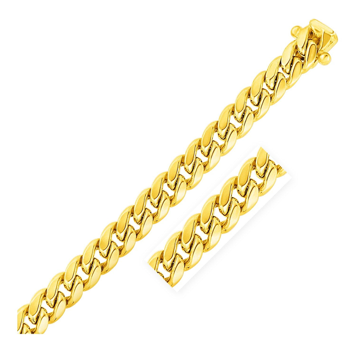 11mm 14k Yellow Gold Semi Solid Miami Cuban Bracelet - LinkagejewelrydesignLinkagejewelrydesign
