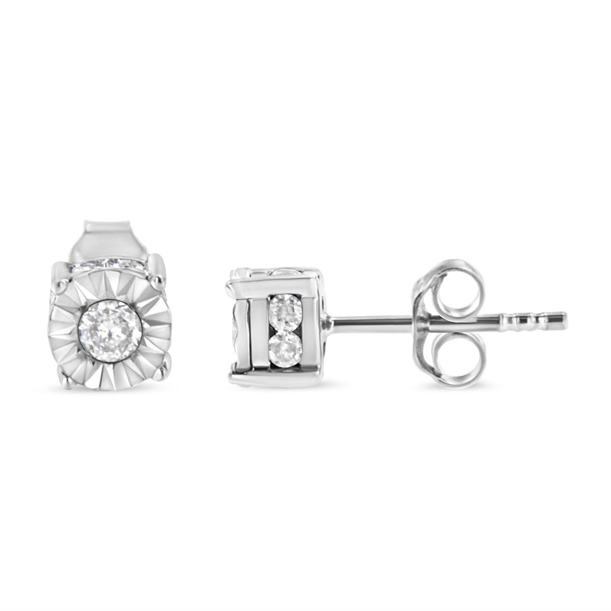 1/2 Cttw Miracle Set Diamond Stud Earring (J-K Color, I2-I3 Clarity) - Choice of Metal Type (Sterling Silver) - LinkagejewelrydesignLinkagejewelrydesign