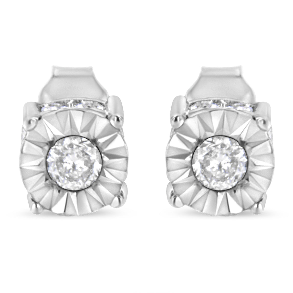 1/2 Cttw Miracle Set Diamond Stud Earring (J-K Color, I2-I3 Clarity) - Choice of Metal Type (Sterling Silver) - LinkagejewelrydesignLinkagejewelrydesign