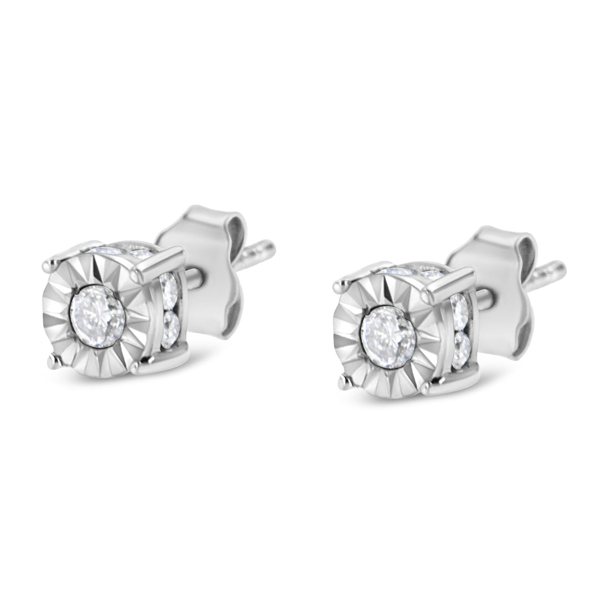 1/2 Cttw Miracle Set Diamond Stud Earring (J-K Color, I2-I3 Clarity) - Choice of Metal Type (Sterling Silver) - LinkagejewelrydesignLinkagejewelrydesign