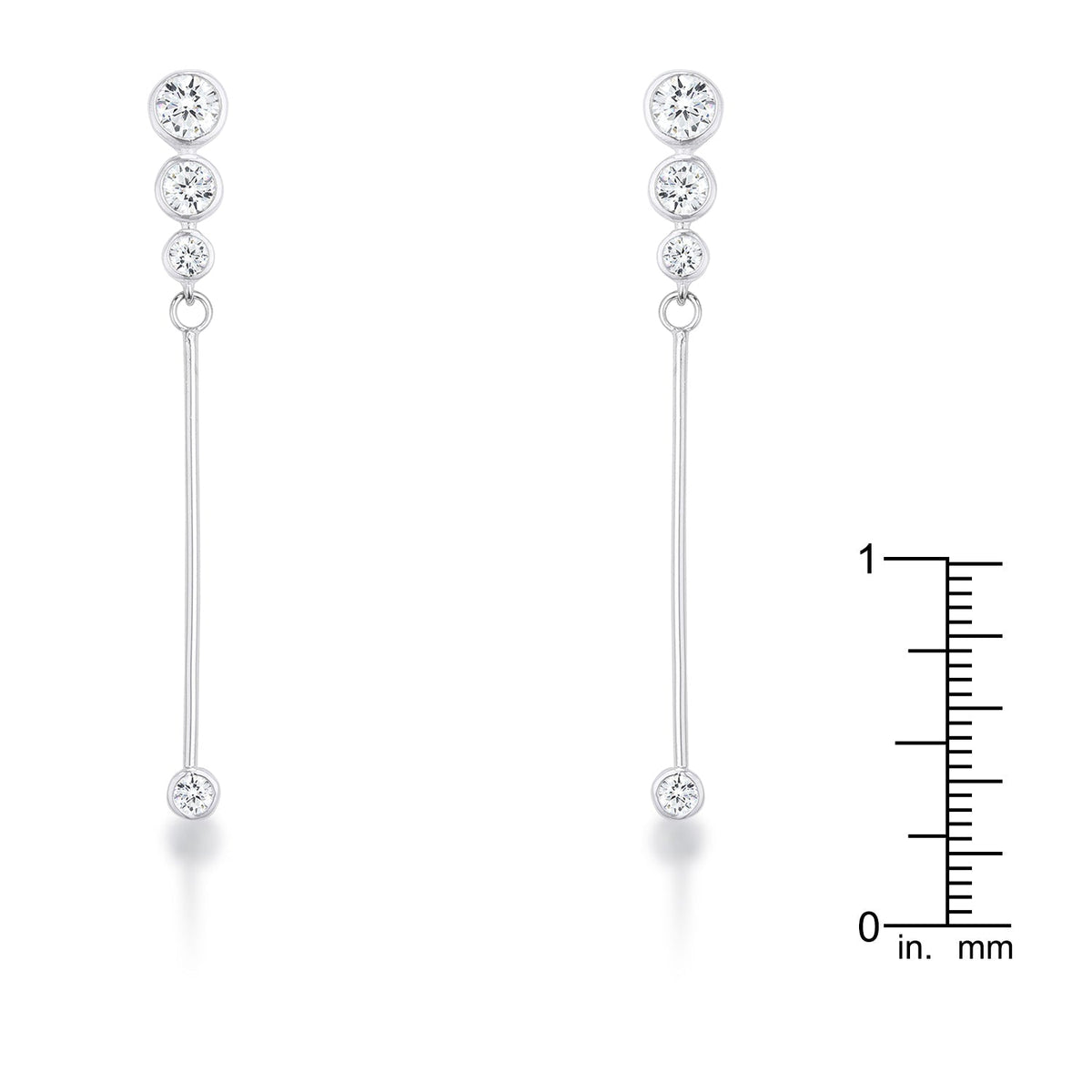 1.2Ct Graduated Rhodium Plated Drop Cubic Zirconia Earrings. - LinkagejewelrydesignLinkagejewelrydesign