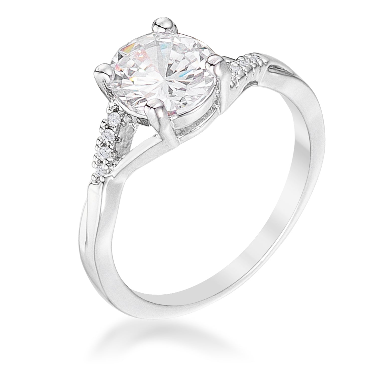 1.3Ct Silvertone Simple Engagement Ring, <b>Size 5</b> - LinkagejewelrydesignLinkagejewelrydesign