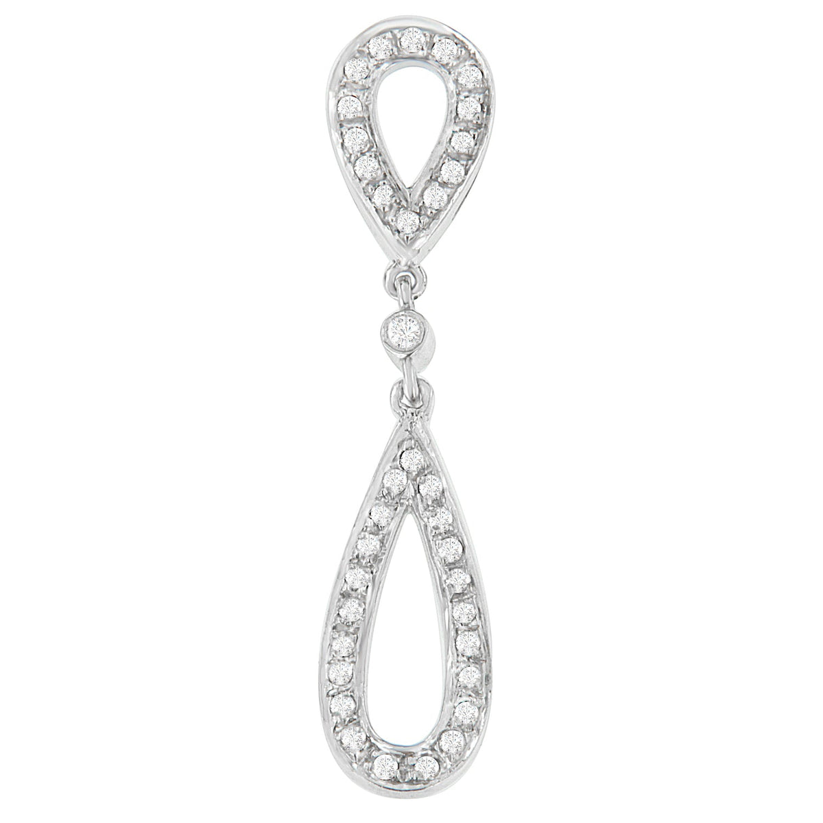 14 White Gold 1/4 cttw Round Cut Diamond Double Tear Drop Pendant Necklace (H-I, I2-I3) - LinkagejewelrydesignLinkagejewelrydesign