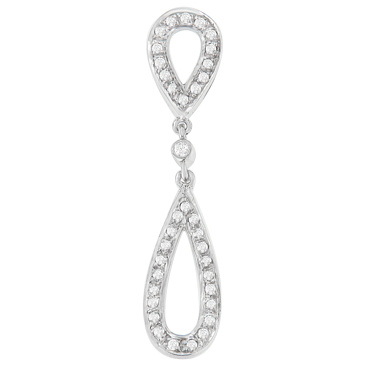 14 White Gold 1/4 cttw Round Cut Diamond Double Tear Drop Pendant Necklace (H-I, I2-I3) - LinkagejewelrydesignLinkagejewelrydesign