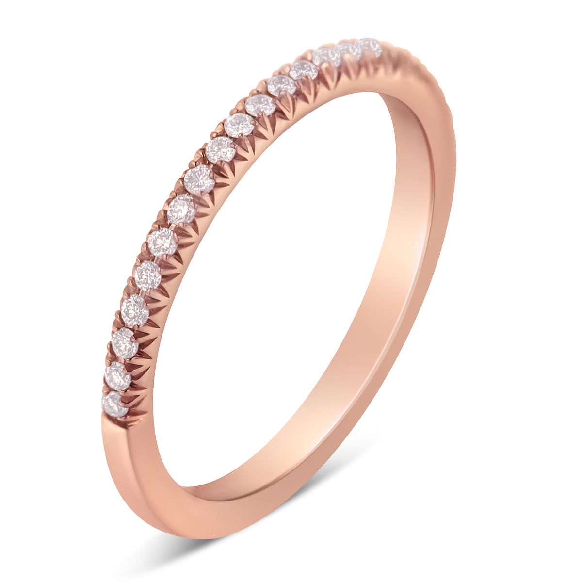 IGI Certified 1/4 Cttw Natural Pale Pink Diamond 14K Rose Gold Fancy V-Prong-Set Half-Eternity Band Ring (S1-VS2 Clarity) - Size 7