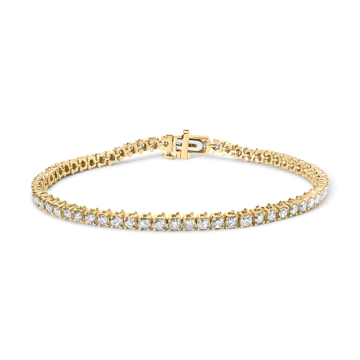 14K Yellow Gold 3.00 Cttw 4 Prong Set Round Brilliant Cut Diamond Tennis 7.25&quot; Bracelet (J-K Color, I1-I2 Clarity)