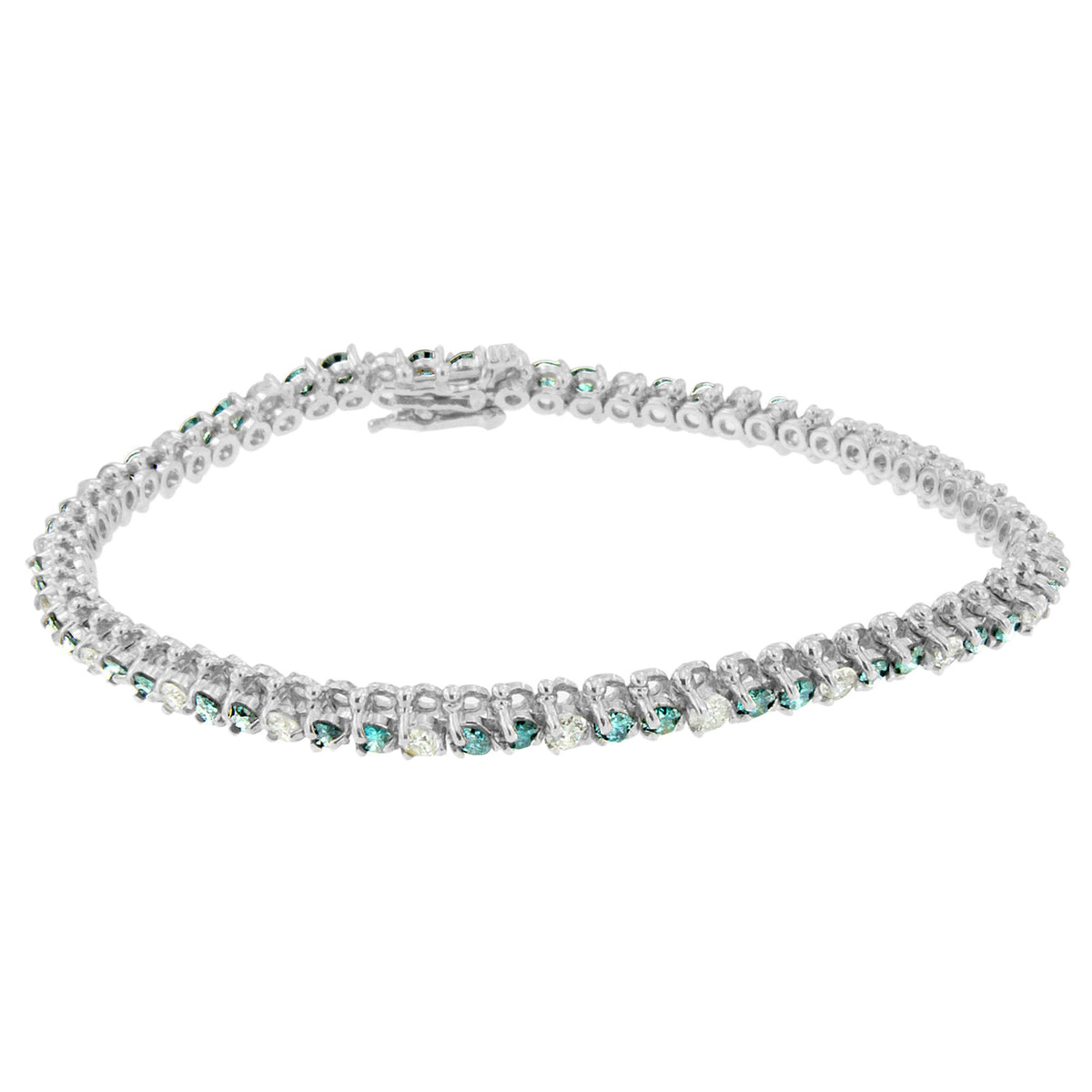 14K White Gold White And Treated Blue Diamond Bracelet (4 5/8 cttw, H-I Color, I1-I2 Clarity)