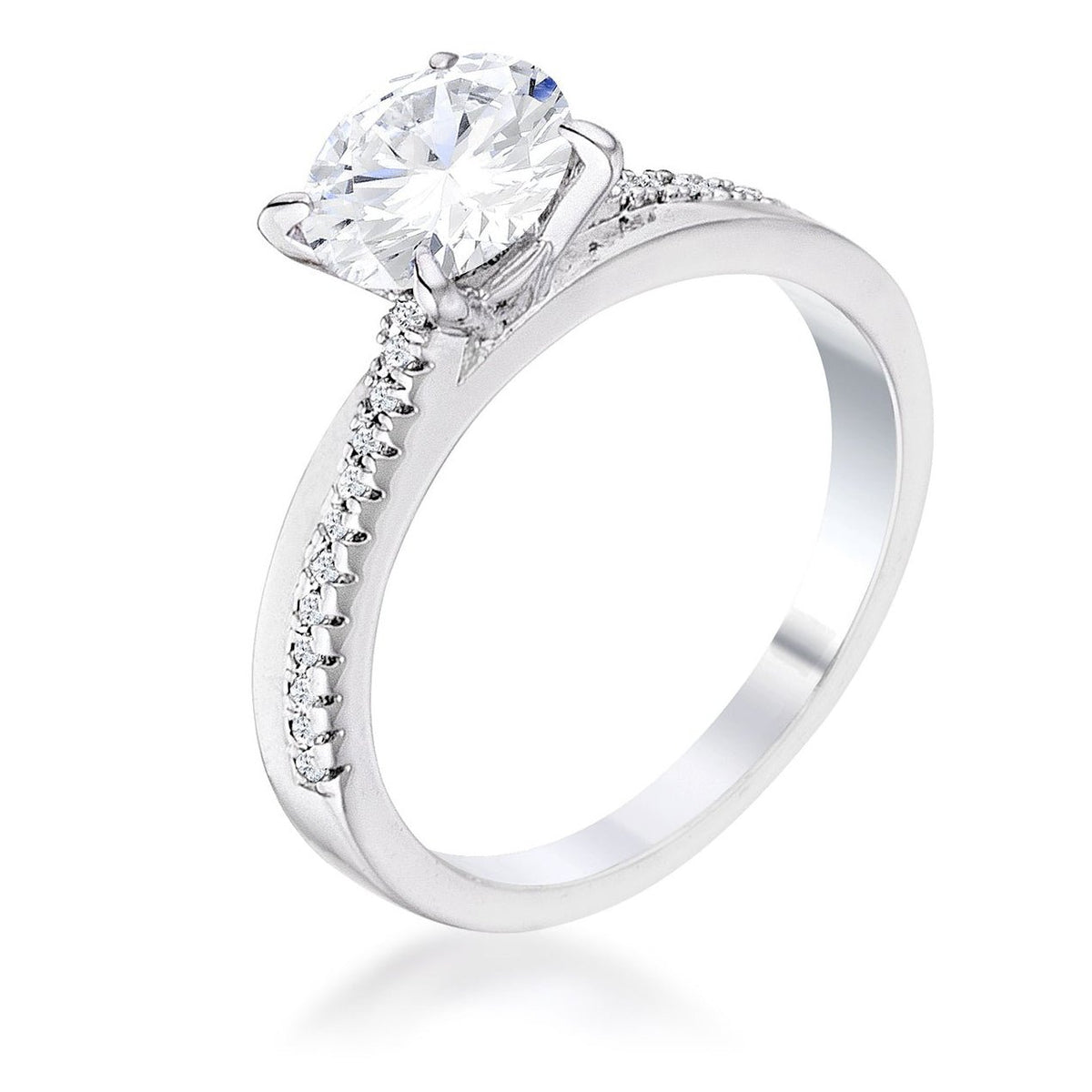 1.4Ct Contemporary Dainty Rhodium Plated Clear CZ Engagement Ring, &lt;b&gt;Size 5&lt;/b&gt; - LinkagejewelrydesignLinkagejewelrydesign