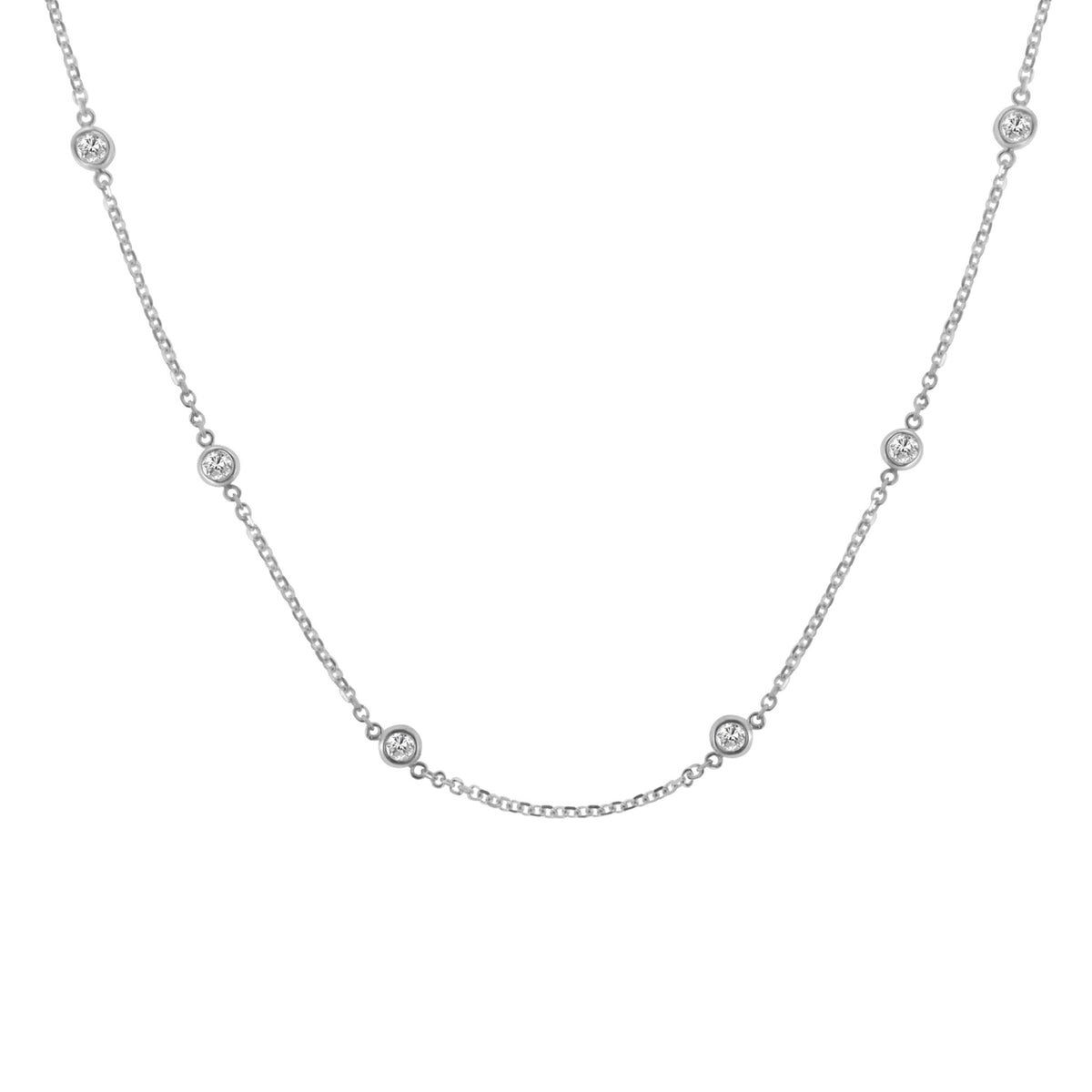 14K Gold 1ct TDW Diamond Station Necklace (H-I, SI2-I1) (White, Gold) - LinkagejewelrydesignLinkagejewelrydesign