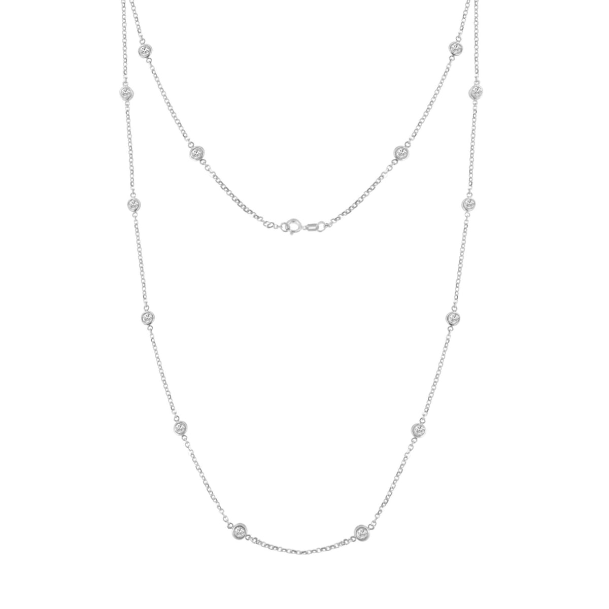 14K Gold 1ct TDW Diamond Station Necklace (H-I, SI2-I1) (White, Gold) - LinkagejewelrydesignLinkagejewelrydesign