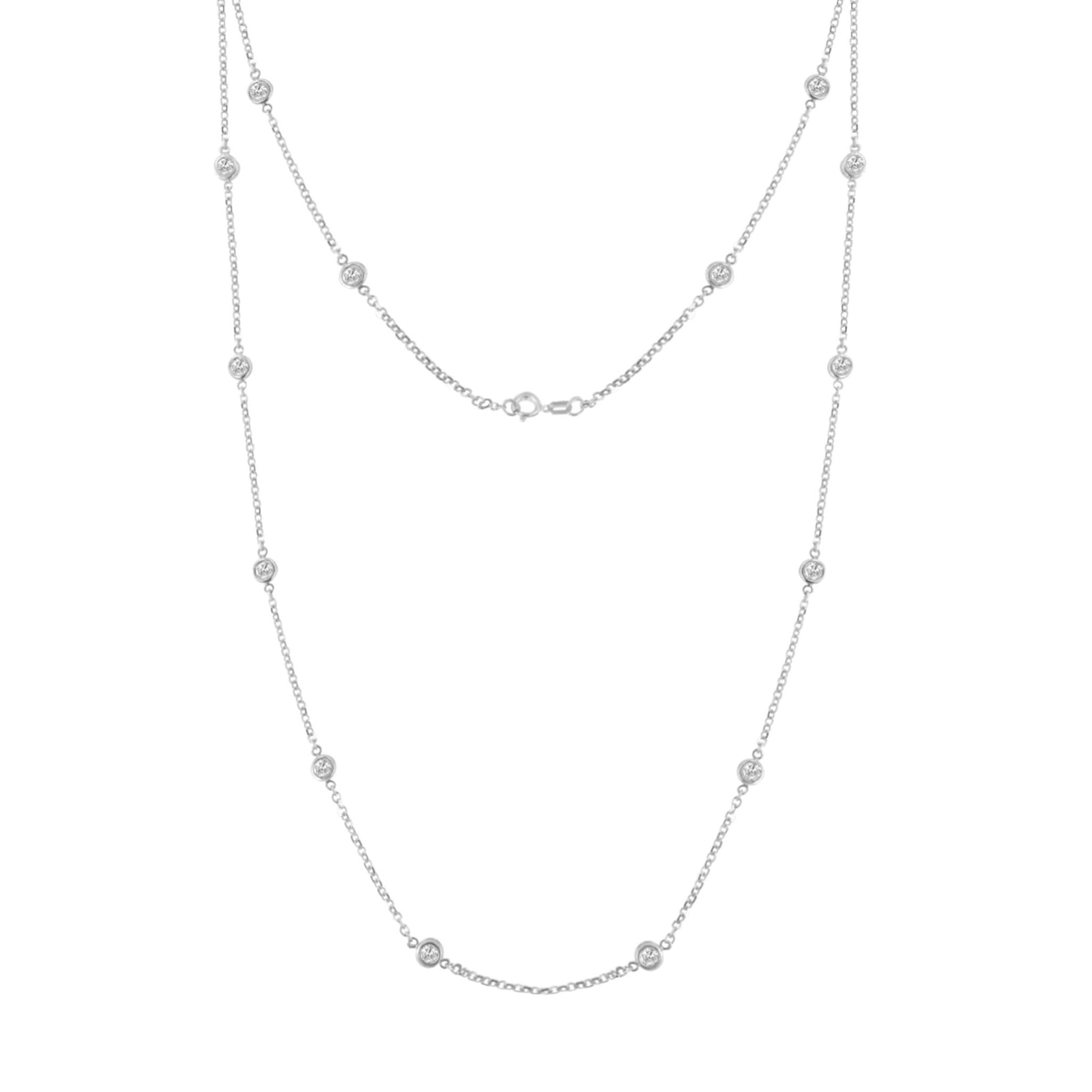 14K Gold 1ct TDW Diamond Station Necklace (H-I, SI2-I1) (White, Gold) - LinkagejewelrydesignLinkagejewelrydesign