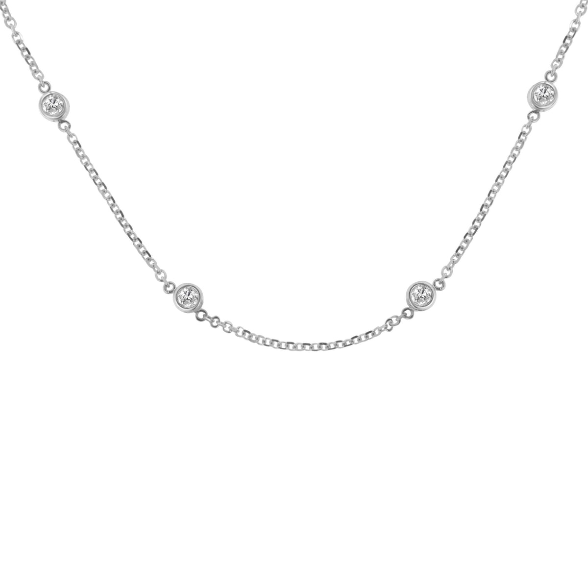 14K Gold 1ct TDW Diamond Station Necklace (H-I, SI2-I1) (White, Gold) - LinkagejewelrydesignLinkagejewelrydesign