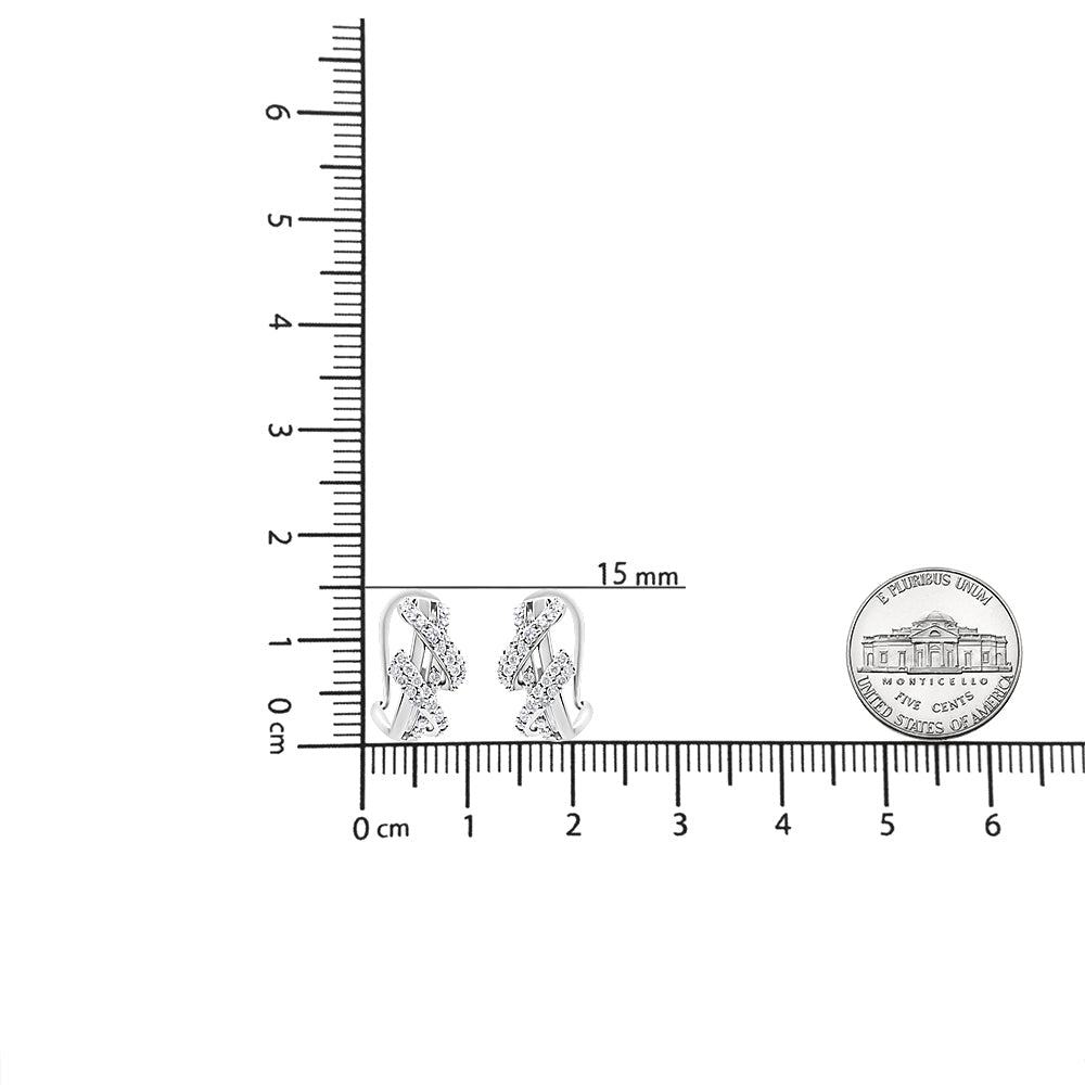 14K Gold 5/8 Cttw Diamond Double Swirl Huggy Hoop Earrings with Hypoallergenic Backs (J-K Color, SI2-I1 Clarity) - LinkagejewelrydesignLinkagejewelrydesign