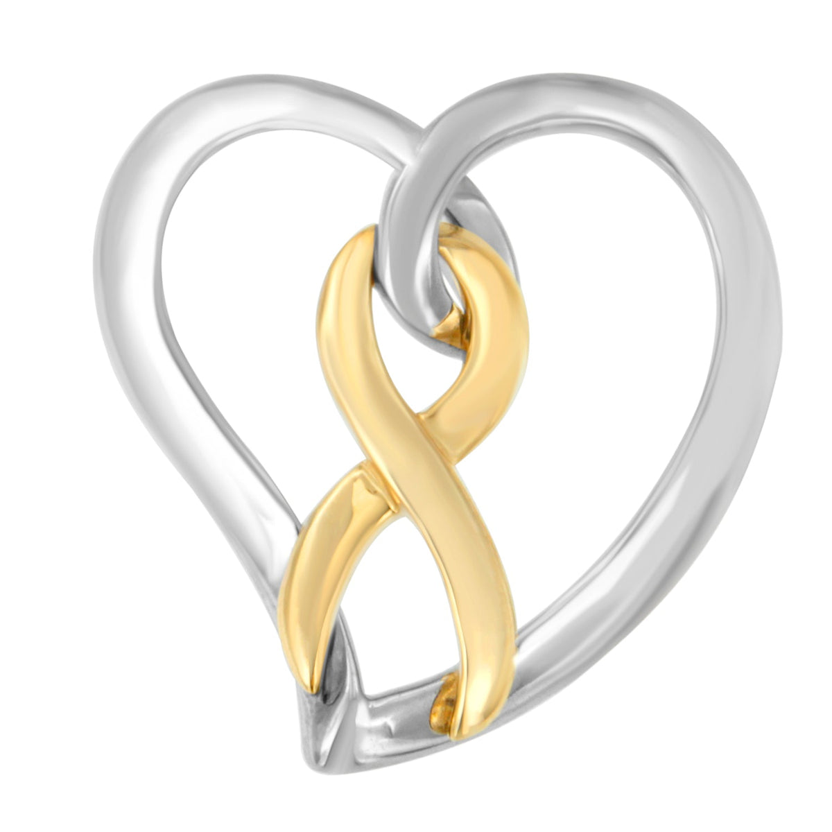 14K Gold and Silver Heart Bow Pendant Necklace - LinkagejewelrydesignLinkagejewelrydesign