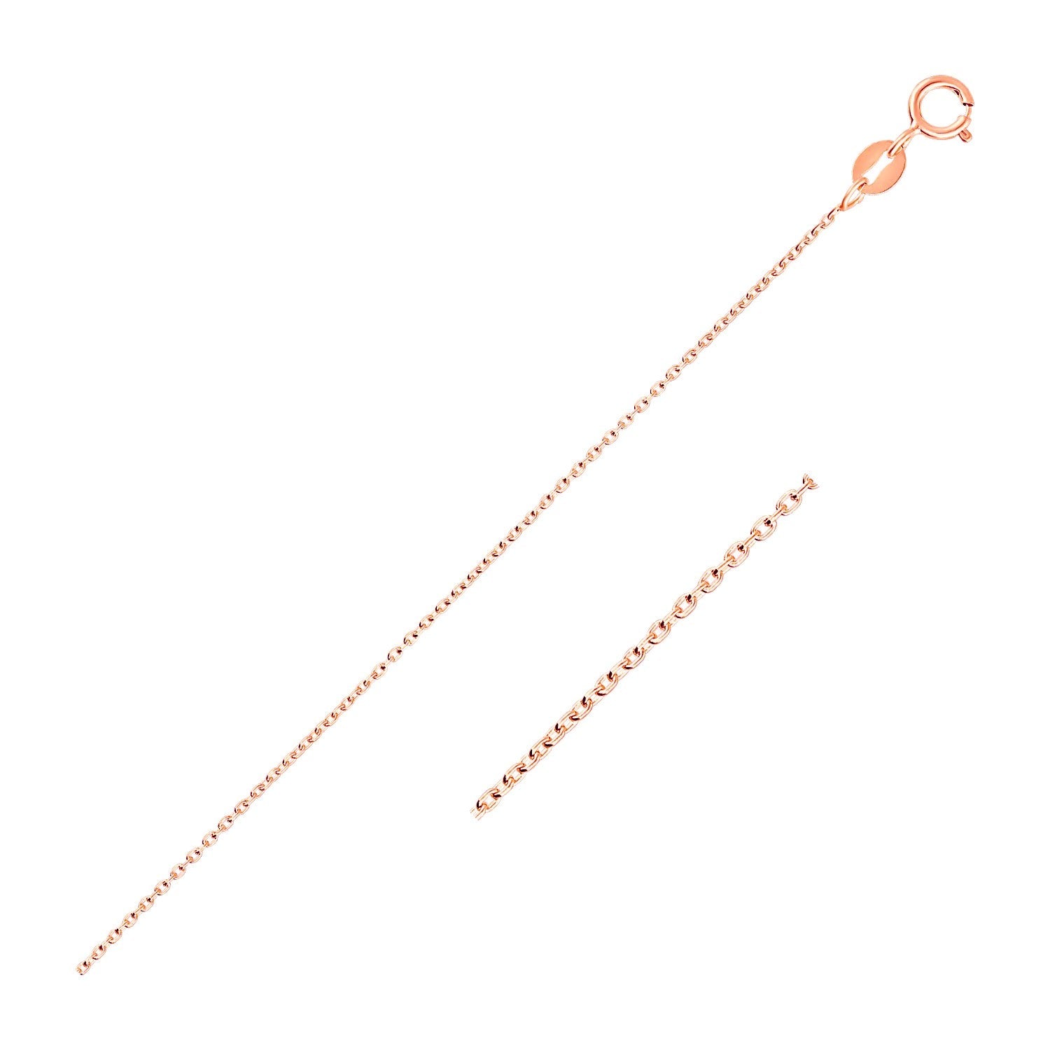 14k Pink Gold Oval Cable Link Chain 0.7mm - LinkagejewelrydesignLinkagejewelrydesign