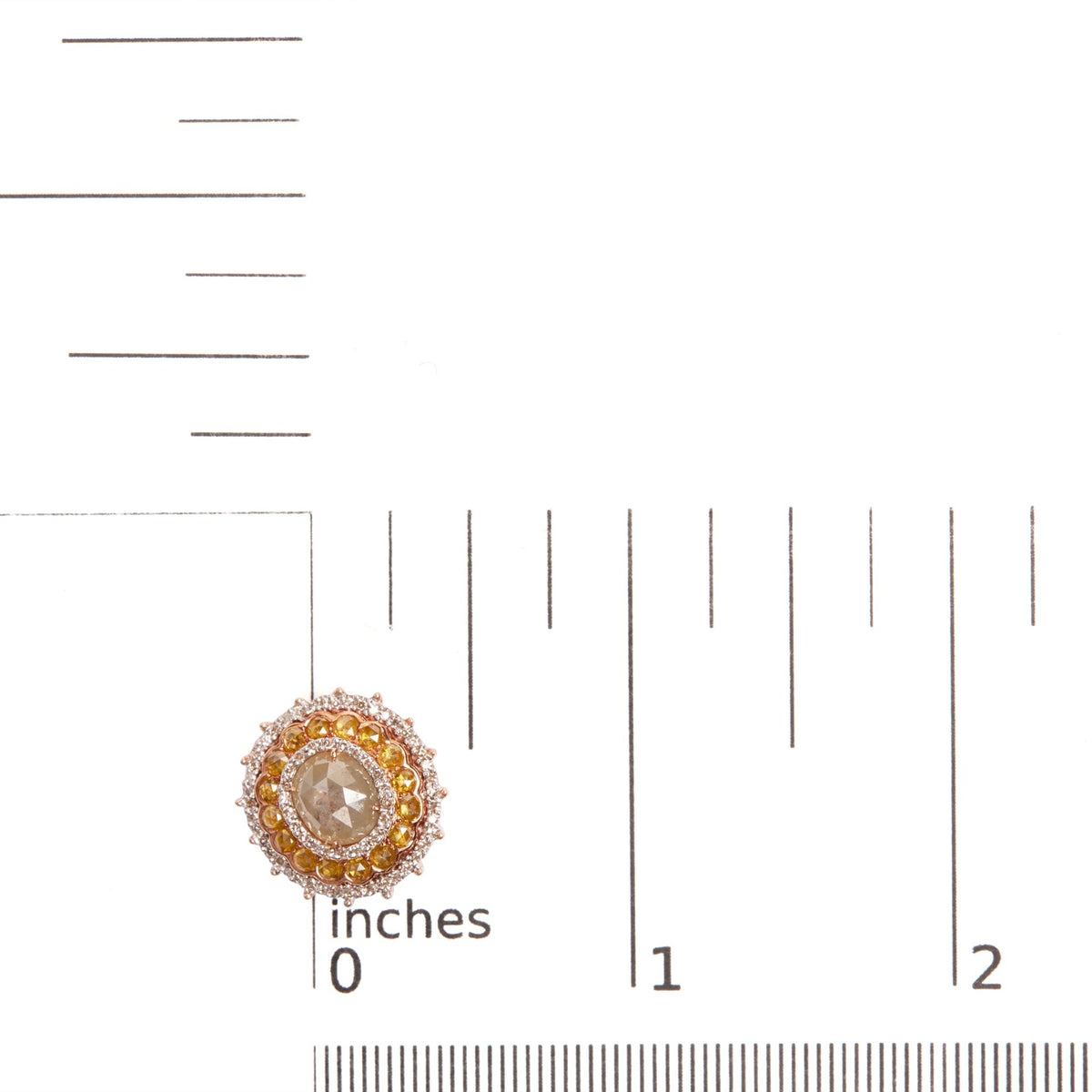 14K Rose Gold 3 1/2 Cttw Fancy Rose Cut Diamond Circle Shaped Triple Halo Stud Earring (Fancy Color, I2-I3 clarity) - LinkagejewelrydesignLinkagejewelrydesign