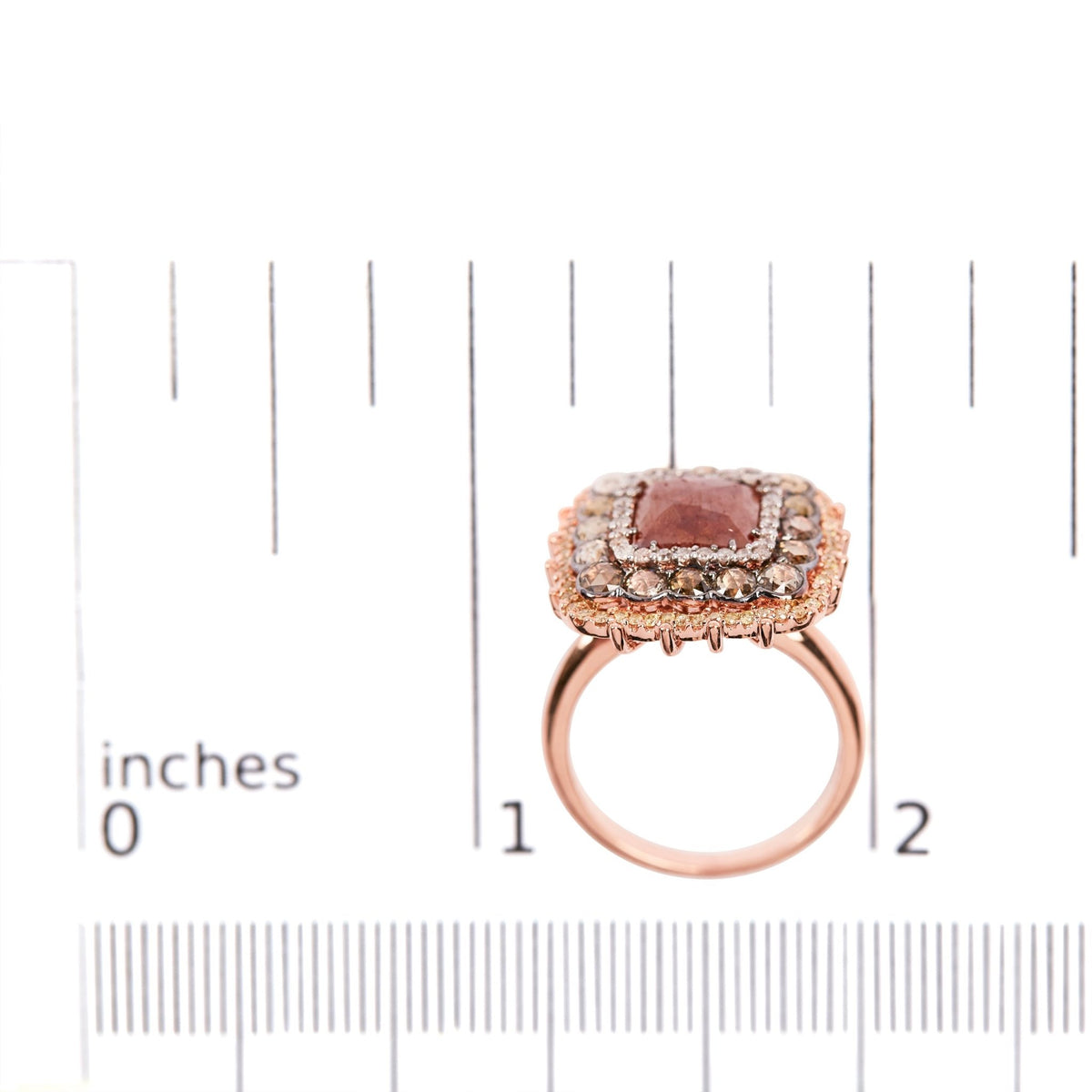 14K Rose Gold 4 1/3 Cttw Fancy Color Rose Cut Diamond Triple Halo Cocktail Ring (Fancy Color, I1-I2 Clarity) - Size 7 - LinkagejewelrydesignLinkagejewelrydesign