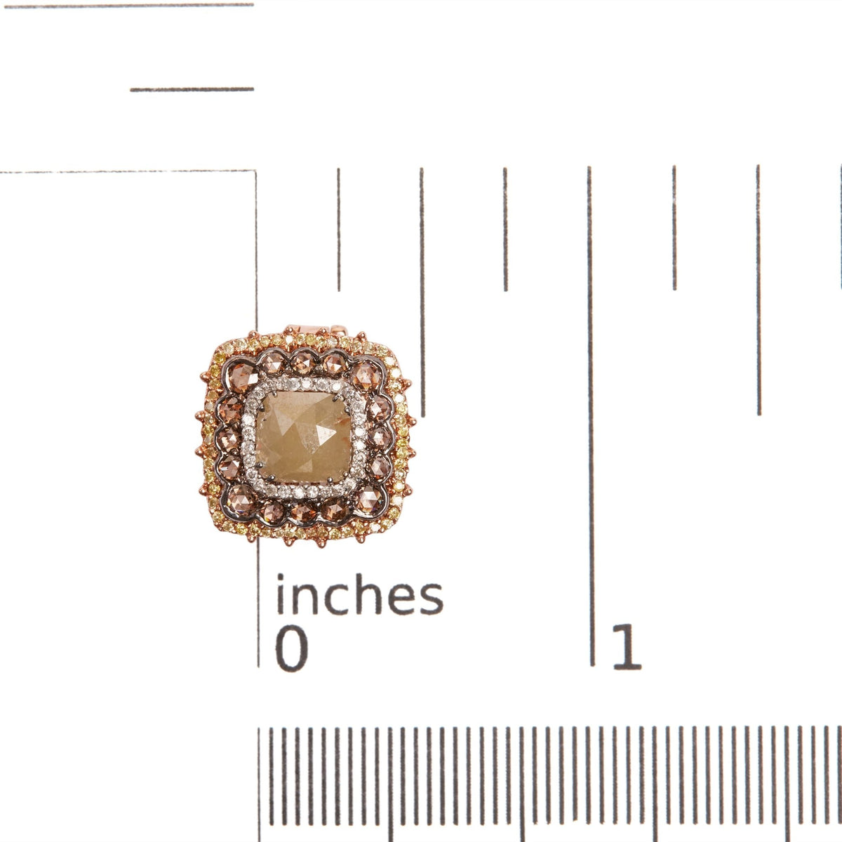 14K Rose Gold 5 7/8 Cttw Fancy Color Rose Cut Diamond Cushion Shape Triple Halo Stud Earring (Fancy Color, I2-I3 Clarity) - LinkagejewelrydesignLinkagejewelrydesign