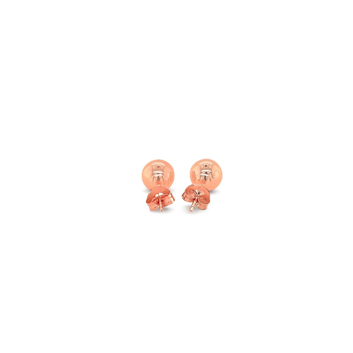 14k Rose Gold Classic Round Shape Stud Earrings (6.0 mm) - LinkagejewelrydesignLinkagejewelrydesign